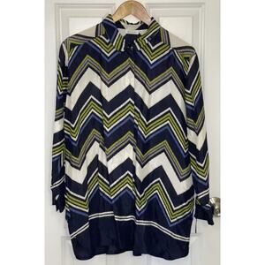 Women’s Masai‎ Button Up Tunic Shirt Blouse Oversized Relaxed Waist Tie (Small)
